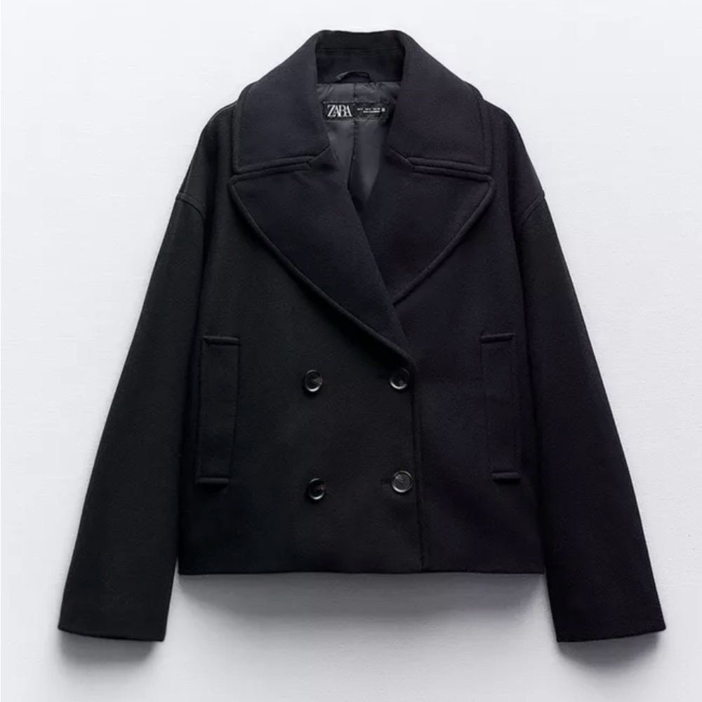 ZARA SOFT DOUBLE BREASTED CROPPED COAT